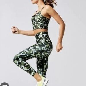 Carbon38 Green Camo Legging and Bra Set